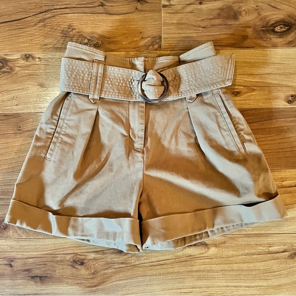 Sezane Rome High Waist Shorts 2 Caramel Brown - Picture 5 of 16